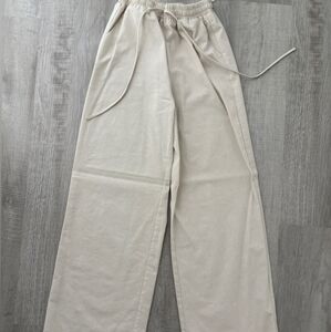 Cream Wide-Leg Pants